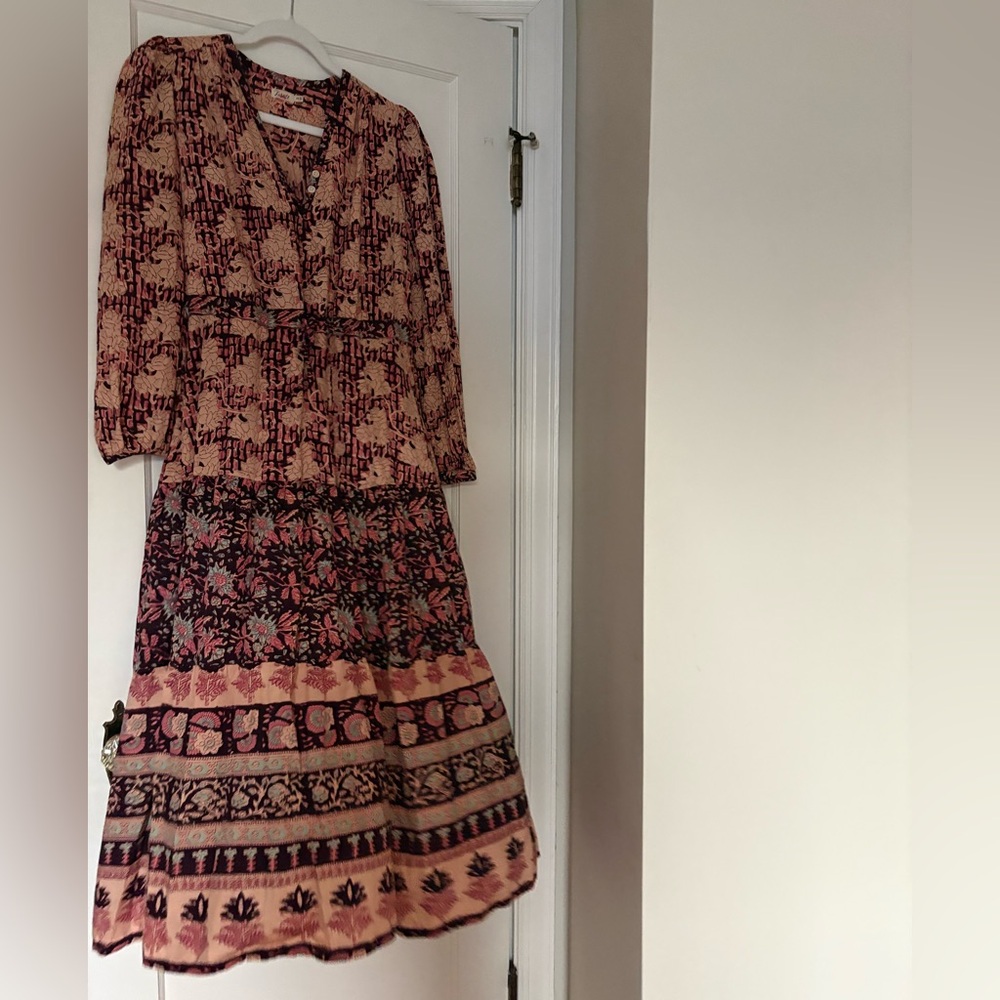 Beautiful Faherty Brand Block Print Dress, XS, worn one time